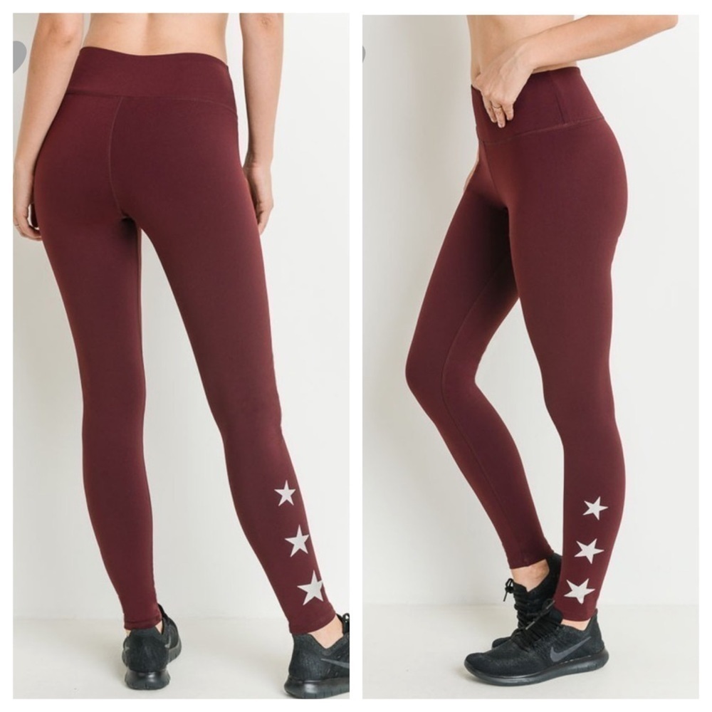 Triple Star 🌟 Burgundy Leggings